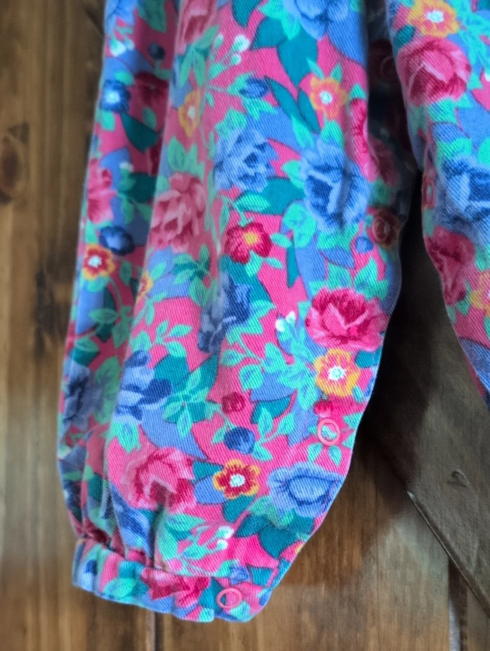 Vintage OshKosh B'gosh Pink Floral Cotton Kids Vestbak Overalls Sz. 24 Months